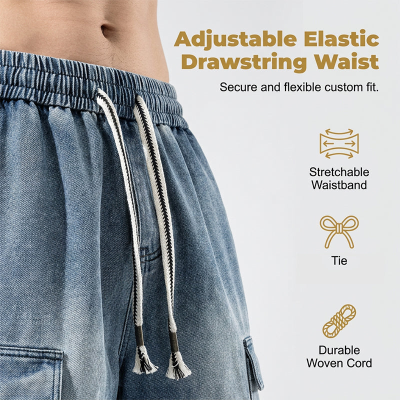 🩳 Nur für kurze Zeit: 50 % Rabatt! ✨ Lässige Herren-Jeansshorts – Cargotaschen, Kordelzug, angesagter Streetstyle 🏙️