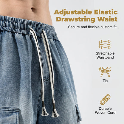 🩳 Nur für kurze Zeit: 50 % Rabatt! ✨ Lässige Herren-Jeansshorts – Cargotaschen, Kordelzug, angesagter Streetstyle 🏙️