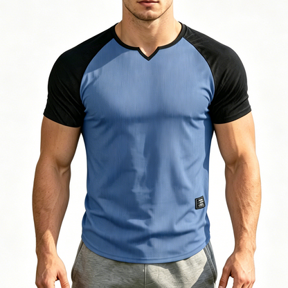 👕 Herren-Sport-T-Shirt mit Raglanärmeln – V-Ausschnitt, atmungsaktiv, schnell trocknend & hoch elastisch für Laufen & Training 🏃‍♂️💨