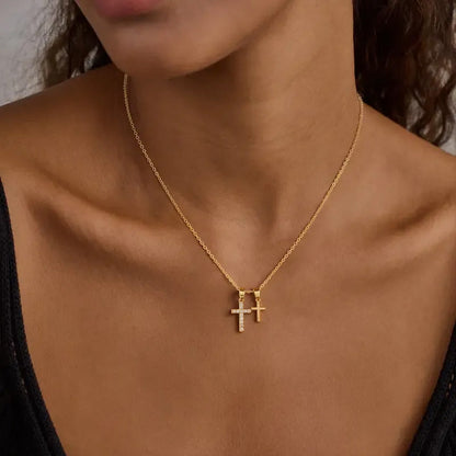 Elegante Doppelkreuz-Halskette für Damen