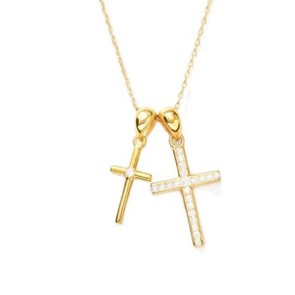 Elegante Doppelkreuz-Halskette für Damen