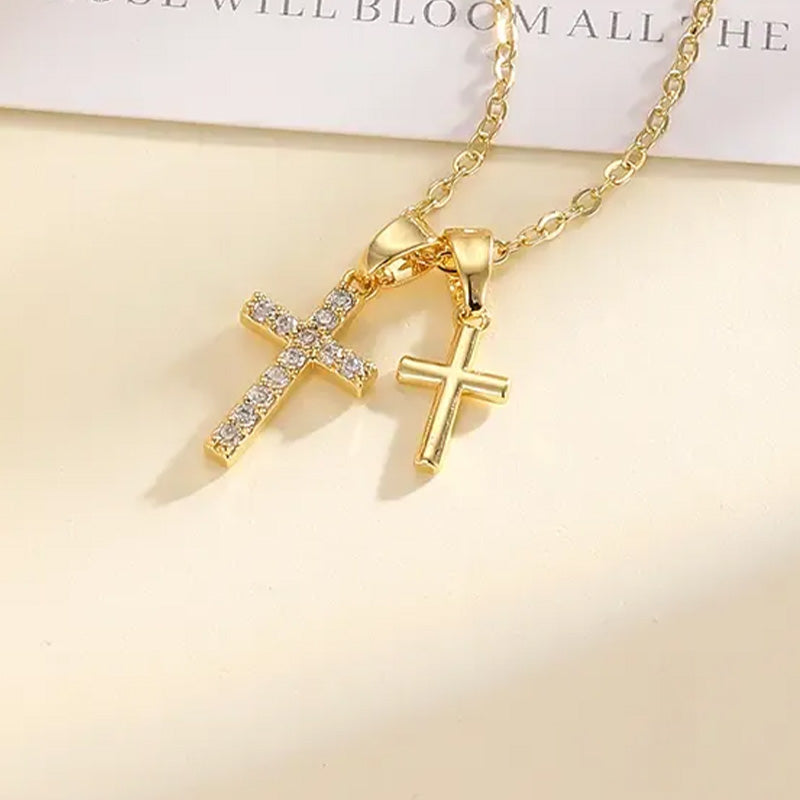 Elegante Doppelkreuz-Halskette für Damen