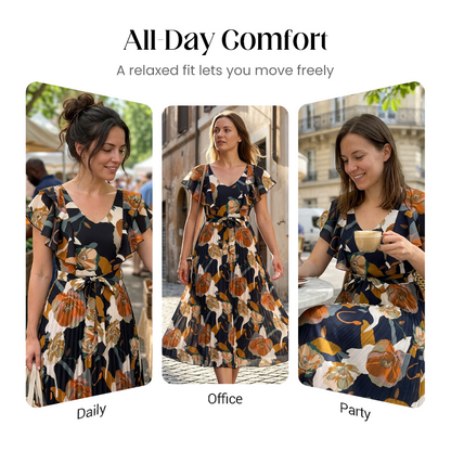👗 🌸 Damens Retro Maxikleid mit Blumenprint & Plisseefalten – Eleganter Stil, weicher Fall & perfekt für besondere Anlässe ✨