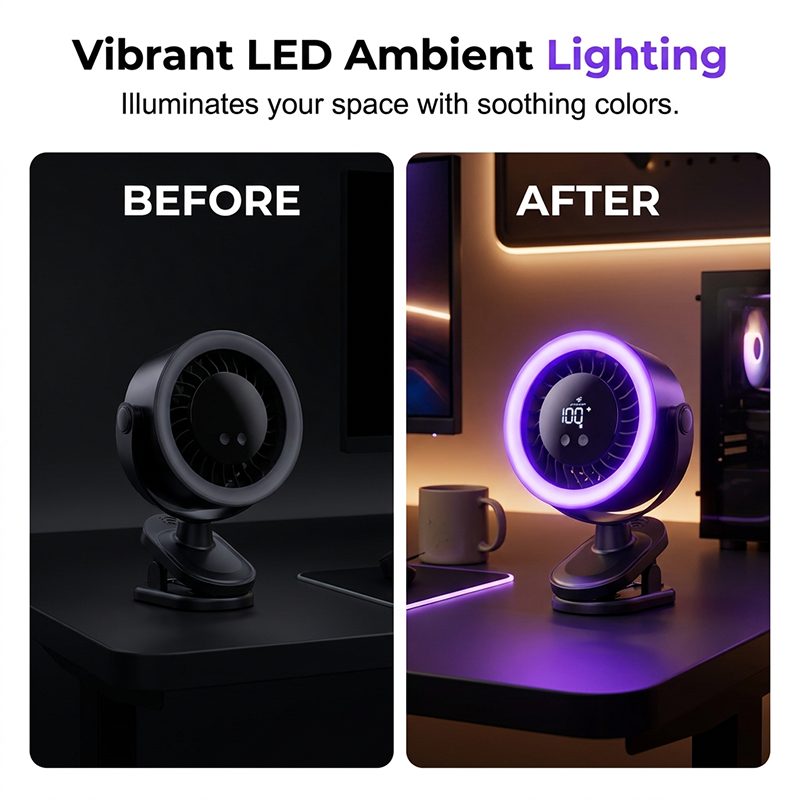 🌬️ USB-Wandventilator mit Digitalanzeige und starker Klemme 💤 Extrem leise Kühlung für die Nacht, omnidirektional schwenkbar. Heute 50 % reduziert!