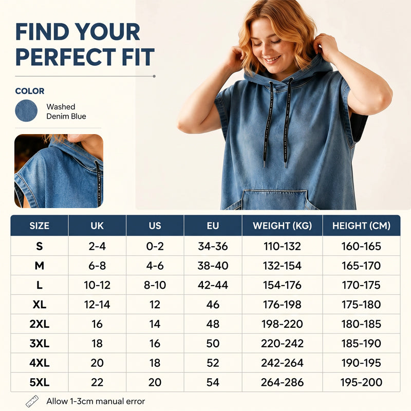 Lässiges ärmelloses Jeans-Hoodie-Kleid für Damen