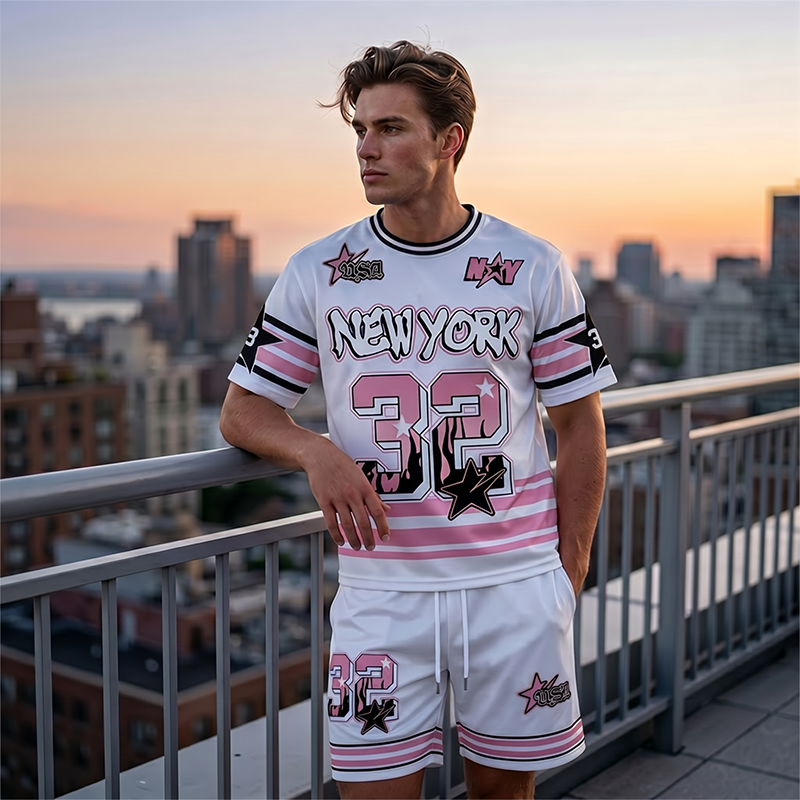 Zweiteiliges Streetwear-Set für Herren | Lässiges T-Shirt und Shorts mit auffälligem Print – jetzt 50 % reduziert!