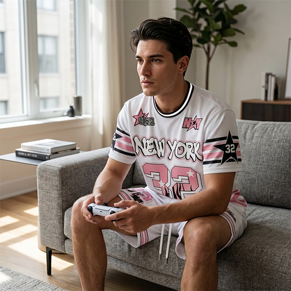 Zweiteiliges Streetwear-Set für Herren | Lässiges T-Shirt und Shorts mit auffälligem Print – jetzt 50 % reduziert!