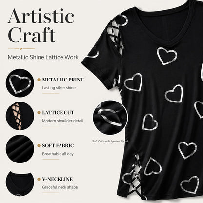 📢📢50% RABATT !!⏰Damen Lässiges V-Ausschnitt Kurzarm T-Shirt