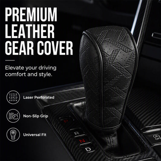 🚗 Coprileva del Cambio Auto in Pelle PU Traforata – Traspirante, Protezione Tri-Strato, Presa Antiscivolo – 5 Colori, Cambio Automatico & Universale 🛡️