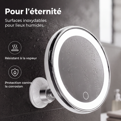 🔍 Specchio ingranditore 10x con LED – Anello illuminato, ventosa (non è necessaria la foratura), testa girevole a 360° – Doppia alimentazione (USB/batteria) – Ideale per il trucco e la cura del viso ✨