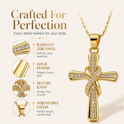 💫 Compra 1, Ricevi 1 Gratis! ✨ Collana con Ciondolo Croce Intrecciata Scintillante – Lega Placcata Oro + Zircone Cubico – Design Unico per Donna 👑