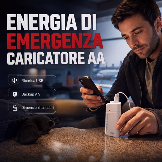🔋🚀 Caricabatterie di Emergenza Portatile a 2 Batterie AA – Uscita USB, Torcia LED Integrata, Compatto & Leggero – Per Viaggi, Blackout & Uso Quotidiano ✨📱