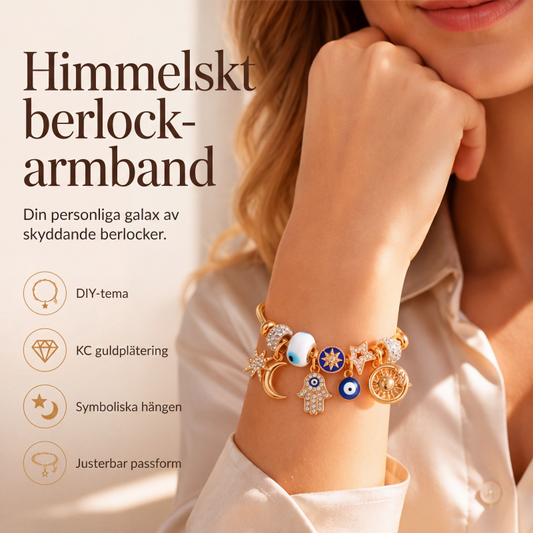 🌙 Braccialetto Celeste con Charm Sole, Luna & Stelle – Lega Dorata Lucida, Regolabile 18-22cm, Strass & Accenti Blu – Idea Regalo Originale 🌟💛