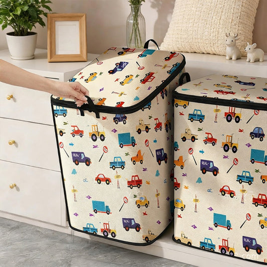 📢📢SCONTO DEL 40%!! ⏰ Grande organizer pieghevole in tela – Resistente, con coperchio con cerniera e manici rinforzati – Perfetto per la casa, l'armadio e i viaggi ✨