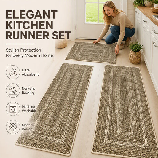 🧺 50% DE RÉDUCTION! 🌿 Tapis de Couloir Tissé Élégant – Design raffiné, durable & antidérapant – Parfait pour entrée, couloir ou cuisine ✨