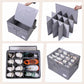 Organizzatore per scarpe con divisori regolabili e coperchio trasparente.