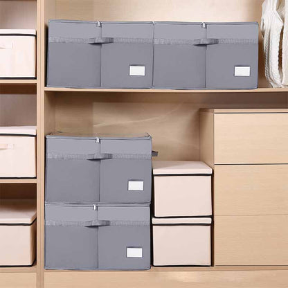 Organizzatore per scarpe con divisori regolabili e coperchio trasparente.