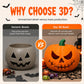 Decorazione di Halloween con zucca dagli occhi rossi