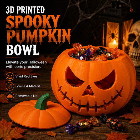 Decorazione di Halloween con zucca dagli occhi rossi