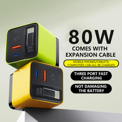 Caricatore per telefono a ricarica rapida da 80W con cavo USB-C retrattile da 80 cm